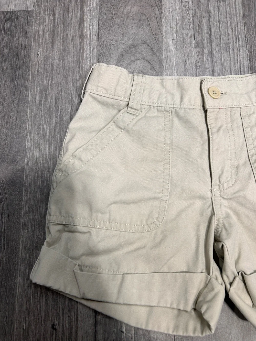 Oshkosh B'gosh Girls Khaki Embroidered Floral Back Pocket Shorts 7